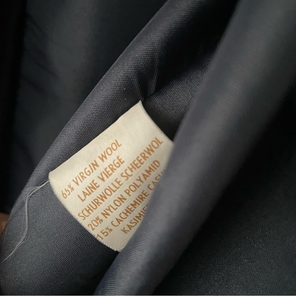 Vintage Wool Cashmere Long Coat Overcoat Maxi Longline Belted Navy Blue Size 12 - Picture 12 of 14